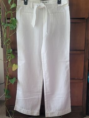 Converse Womens Wide Leg White Cotton and Linen Pants